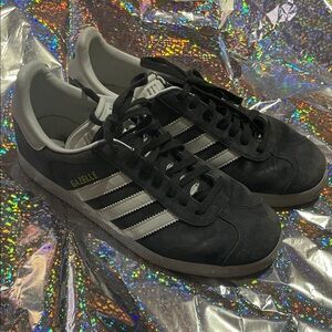 Adidas Gazelle charcoal and White Shoes